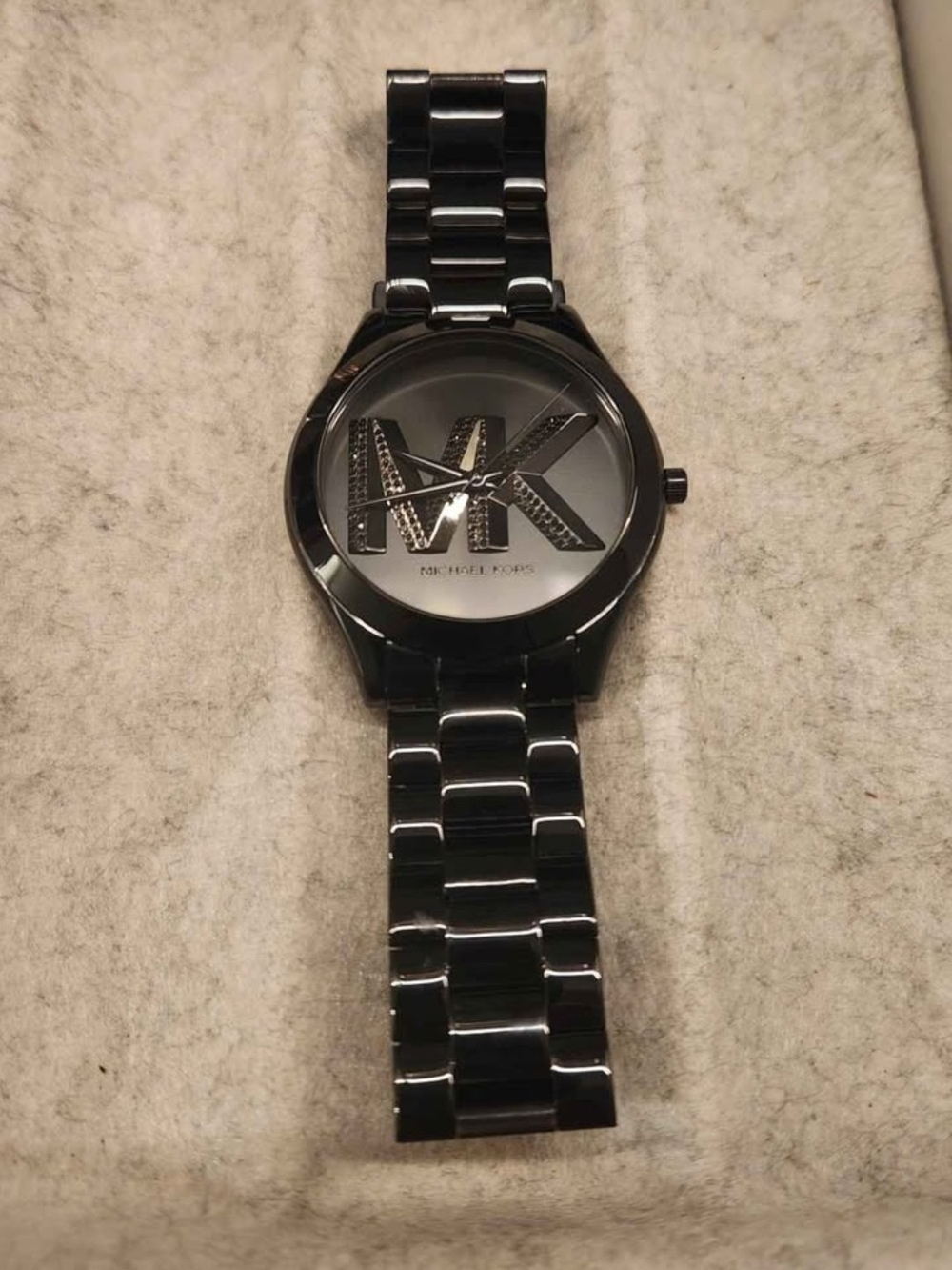 Michael Kors Black Stainless Steel MK Logo Watch